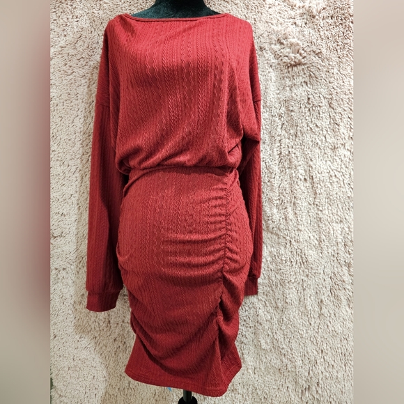 CUPSHE Women's Knit Red Wine Dress - Picture 6 of 16
